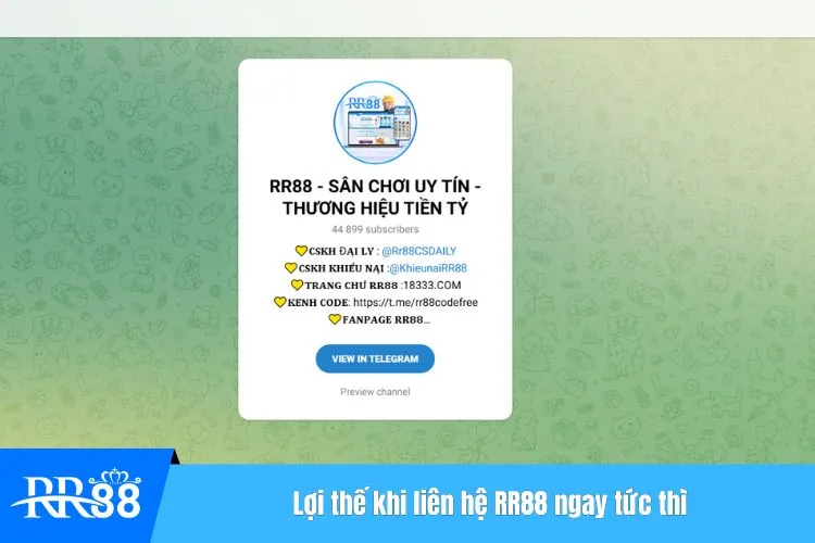 Lợi thế khi liên hệ RR88 ngay tức thì