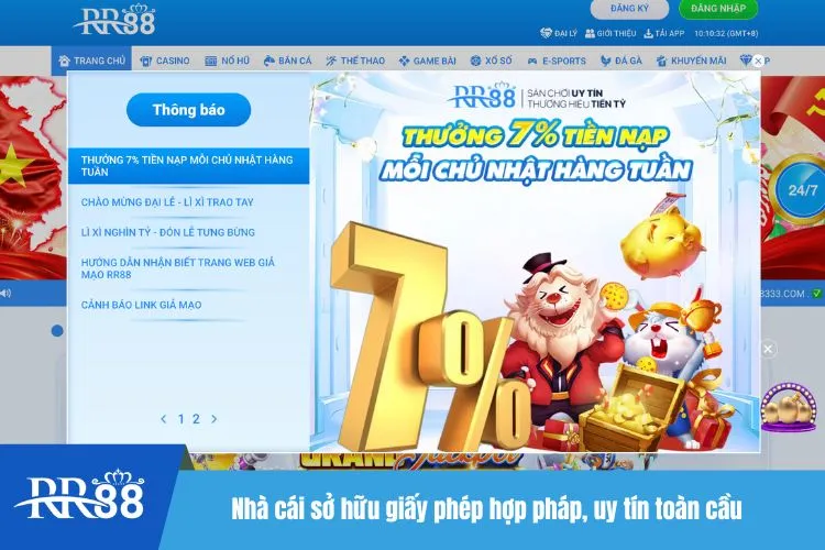 Nhà cái sở hữu giấy phép hợp pháp, uy tín toàn cầu