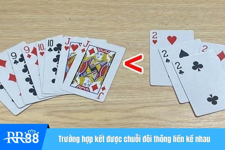 Trường hợp kết được chuỗi đôi thông liền kề nhau ăn trắng