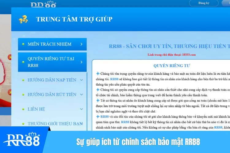 Sự giúp ích từ chính sách bảo mật RR88
